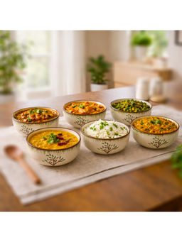 BRINNS - Tree Multicolour Printed Ceramic Microwave Safe Bowls - 220 Ml