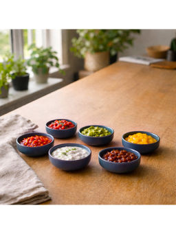 BRINNS - Capiz Blue Glazed Ceramic Microwave Safe - 6 Dip Bowls - 75 Ml