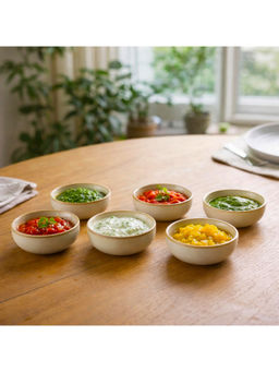 BRINNS - Capiz White Glazed Ceramic Microwave Safe - 6 Dip Bowls - 75 Ml