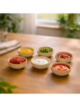 BRINNS - Pastel Yellow Glazed Ceramic Microwave Safe - 6 Dip Bowls - 75 Ml