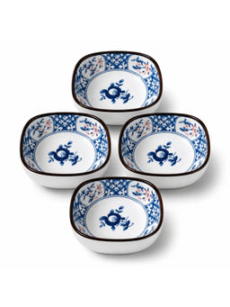 YELONA - Ceramic Bowl Set Of 4, 200Ml Blue Floral Porcelain Bowls