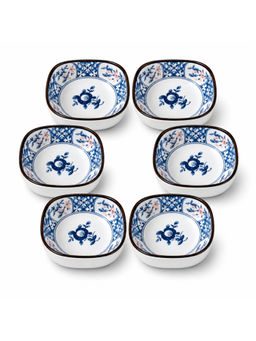 YELONA - Ceramic Bowl Set Of 6, 200Ml Blue Floral Porcelain Bowls
