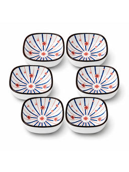 YELONA - Ceramic Bowl Set Of 6, 200Ml Blue Floral Porcelain Bowls