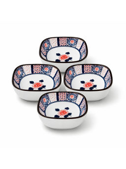 YELONA - Ceramic Bowl Set Of 4, 200Ml Blue Floral Porcelain Bowls