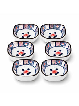 YELONA - Ceramic Bowl Set Of 6, 200Ml Blue Floral Porcelain Bowls