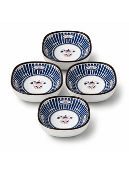 YELONA - Ceramic Bowl Set Of 4, 200Ml Blue Floral Porcelain Bowls