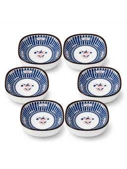 YELONA - Ceramic Bowl Set Of 6, 200Ml Blue Floral Porcelain Bowls