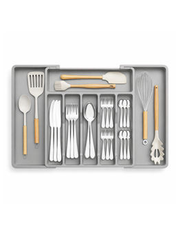 YELONA - Expandable 9-Compartment Drawer Tray Cutlery Organizer - Grey