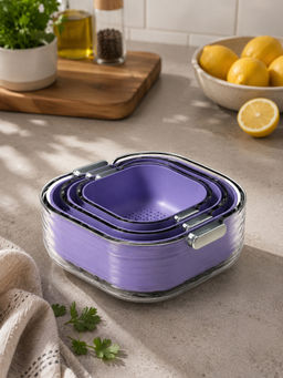 YELONA - Collapsible Colander & Mixing Bowl Set - Purple