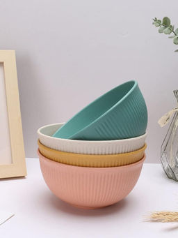 YELONA - Wheat Straw Bowls Set Of 4, 750Ml, Bpa Free Multicolour