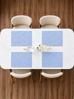 YELONA - Faux Leather Placemat Set Of 4, Waterproof Heat Resistant Floral Table Mats, Blue