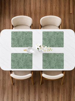 YELONA - Faux Leather Placemat Set Of 4, Waterproof Heat Resistant Floral Table Mats, Green