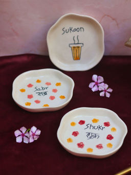 WEAVING HOMES - Set Of 3 Sabr, Shukr & Sukoon Handmade Dessert Combo Platters
