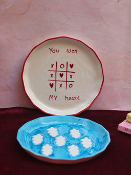 WEAVING HOMES - Set Of 2 - You Won My Heart & Cloud Combo Serving Plates