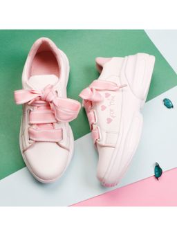 XE Looks - Cute and Comfortable Small Hearts Design Vegan Leather Sneakers