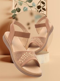 XE Looks - Beige Graceful and Modern Siroski Design Sandal