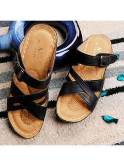 XE Looks - Black Versatile and Comfortable Wedges Doctor Slippers (2.5 Inches Heel)