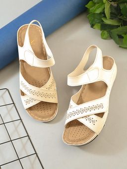 XE Looks - White Versatile Laser Cut Cross Strap Doctor Slippers Sandal
