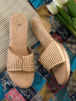 XE Looks - Copper Pleated Upper Strap with Chevron Heels