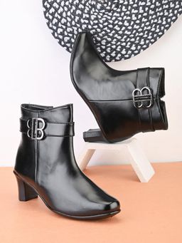 XE Looks - Black Comfortable and Trendy Block Heel Boots