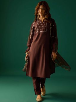 Varanga - Women Thread and Sequin Embroidered Yoke Kurta with Pant and Dupatta