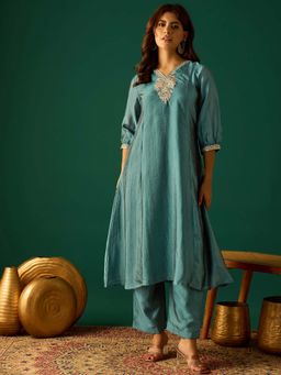 Varanga - Women Blue A-Line Kurta and Pant