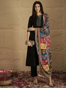 Varanga - Women Thread Embroidered Yoke Kurta with Pant and Dupatta