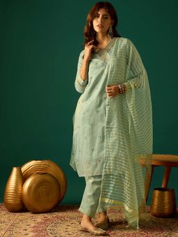 Varanga - Zari-Embroidered Kurta with Pant and Dupatta