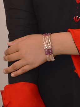 Niscka - Rose Gold Plated Pink Stone American Diamond Bangle