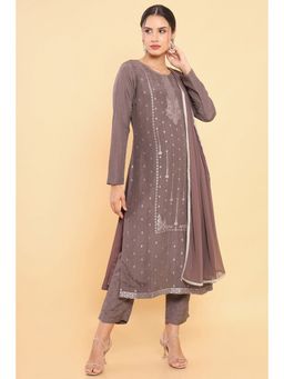 Soch - Women Grey Viscose Embroidered Suit (Set of 3)