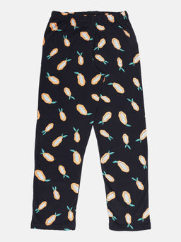 KiddoPanti - Boys Cotton Knitted All Over Printed Pyjama Black