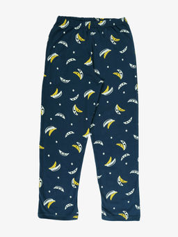KiddoPanti - Boys Cotton Knitted All Over Printed Pyjama Navy Blue