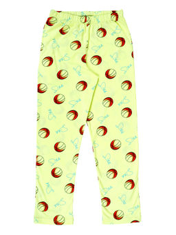 KiddoPanti - Boys Cotton Knitted All Over Printed Pyjama Yellow