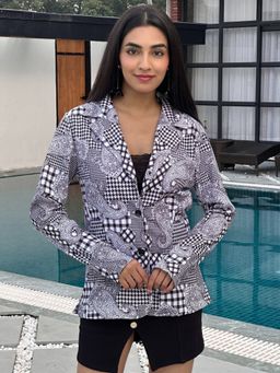 Tandul - Women Multi-Color Printed Notched Lapel Blazer