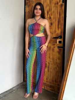 Tandul - Women Multi-Color Lycra Abstract Jumpsuit