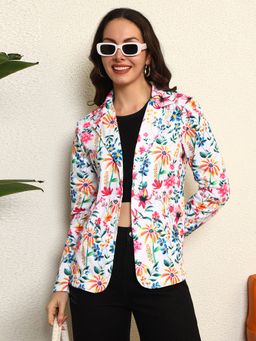 Tandul - Women Multi-Color Floral Notched Lapel Blazer