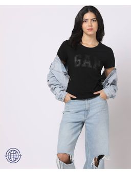 GAP - Women Logo Slim Fit Black T-Shirt