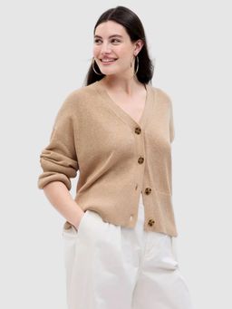 GAP - Women Full-Sleeve V-Neck Classic Brown Cardigan
