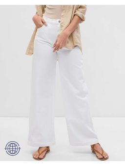 GAP - Women White Cotton Solid Relaxed Jeans