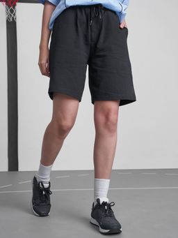 TOKYO TALKIES - Women Regular Fit Mid Rise Black Bermuda Shorts