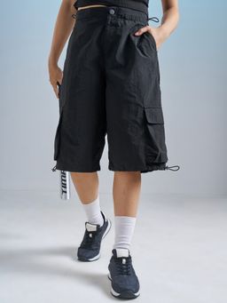 TOKYO TALKIES - Women Relaxed Fit Black Cargo Style Shorts