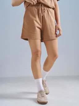 TOKYO TALKIES - Women Mid Rise Relaxed Fit Brown Shorts