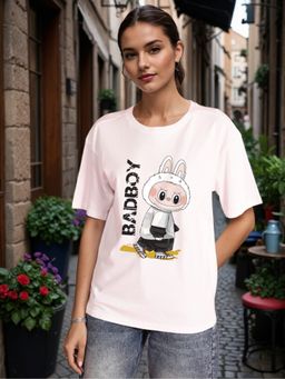 Bene Kleed - Women Graphic Oversized White T-Shirt