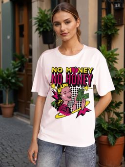 Bene Kleed - Women Graphic Oversized White T-Shirt