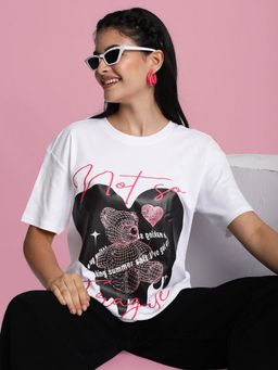 Bene Kleed - Women Not So Fragile Graphic Print White T-Shirt