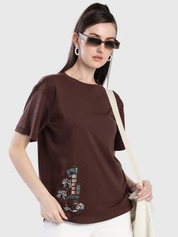 Bene Kleed - Women Graphic Brown T-Shirt