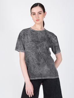 Bene Kleed - Women Vintage Wash Regular Fit Denim Grey Shirt