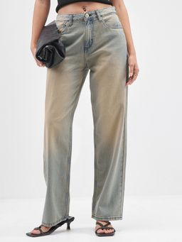 TOKYO TALKIES - Women Blue Cotton Solid Straight Jeans