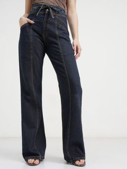 TOKYO TALKIES - Women Indigo Cotton Solid Bootcut Jeans