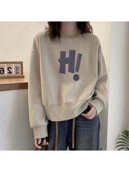 Outzidr - Graphic Oversized Beige Sweatshirt